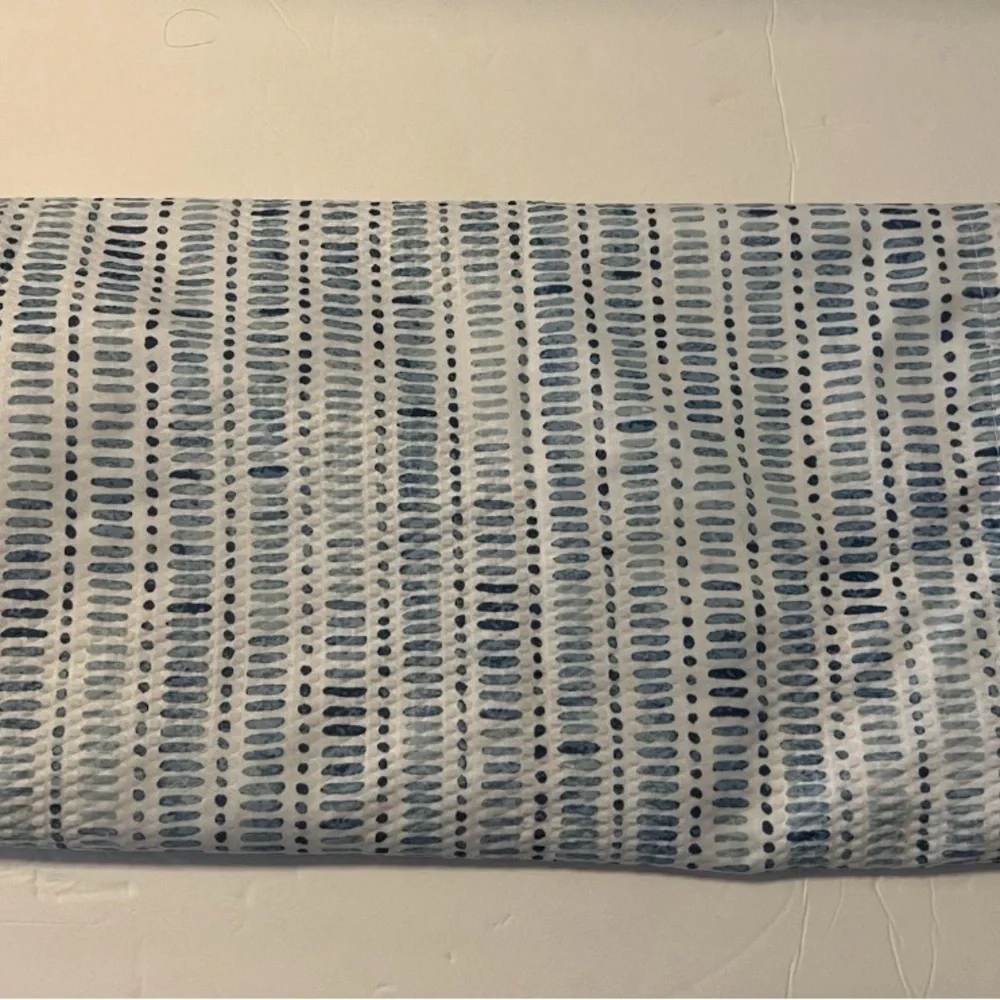 Blue and White Shower Curtain with Hooks